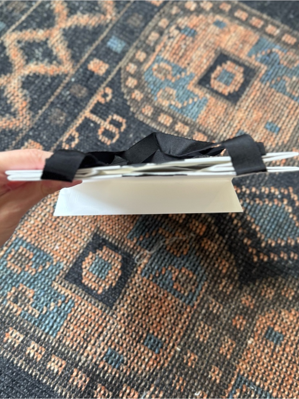 Celine White Medium gift bag with Black Ribbon Handles - Picture 5 of 6